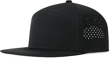 Men Flat Brim Adjustable Performance Hat Snapback Laser Perforated Baseball Cap