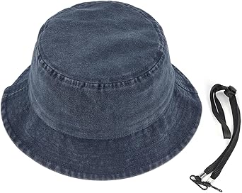 Oversize XXL Washed Bucket Hat for Men Women,Large Faded Denim Sun Hat,Packable Travel Beach Hats for Big Heads