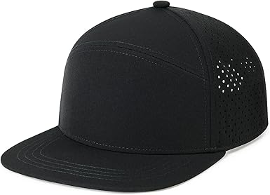 Men Flat Brim Adjustable Performance Hat Snapback Laser Perforated Baseball Cap