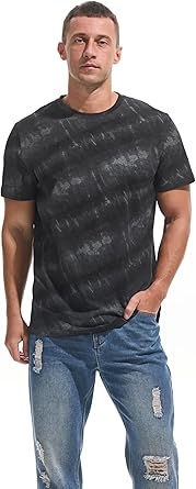Men's Crew Neck T Shirt - Fitted Elastic Tees Fresh Print Tshirts - Pattern & Color 20+
