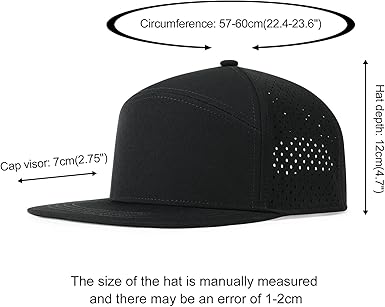 Men Flat Brim Adjustable Performance Hat Snapback Laser Perforated Baseball Cap