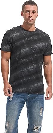 Men's Crew Neck T Shirt - Fitted Elastic Tees Fresh Print Tshirts - Pattern & Color 20+