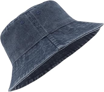 Oversize XXL Washed Bucket Hat for Men Women,Large Faded Denim Sun Hat,Packable Travel Beach Hats for Big Heads